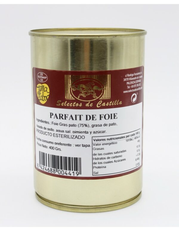 Parfait de foie (75% foie gras) 400 g - Selectos de Castilla