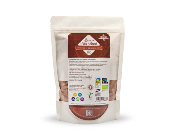 Cacao en polvo bio & fairtrade puro sin alcalinizar, sin azúcar 300 g