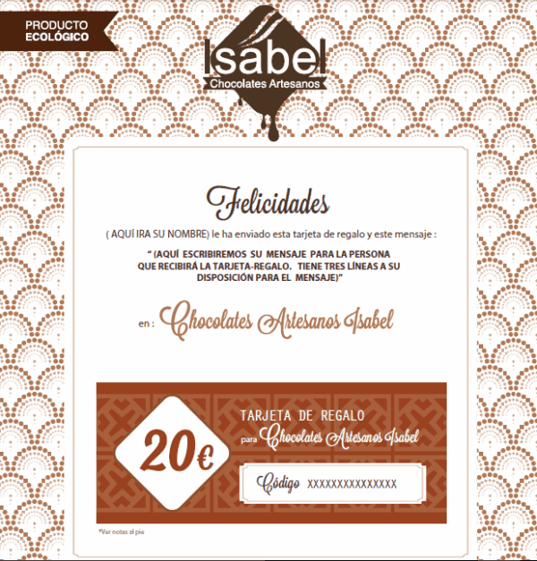 Tarjeta-regalo personalizable por valor de 20 euros