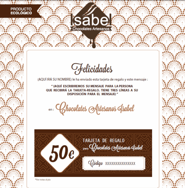 Tarjeta-regalo personalizable por valor de 50 euros