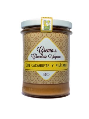 Crema bio&ft de chocolate vegano con 45% de cacahuete y plátano, 200g.
