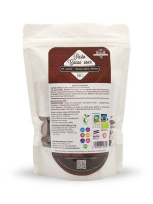 Pasta de cacao bio&ft 100% cacao, sin azúcar, sin gluten. 400 g.