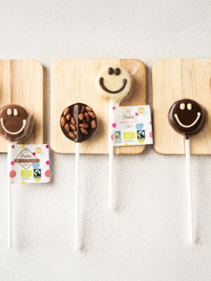 Piruleta BIO&FT crujiente de chocolate blanco