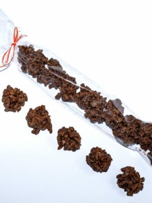 Rocas BIO&FT de chocolate con leche, almendra avellana y naranja, 100g