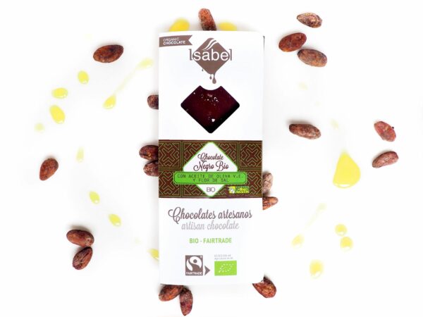 Tableta BIO&FT chocolate negro con aceite de oliva v. e. y flor de sal