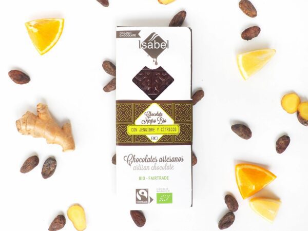 Tableta BIO&FT chocolate negro con jengibre y cítricos