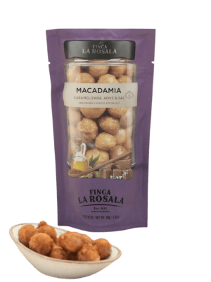 Macadamia caramelizada aove & sal – macadamia caramel 80g bolsa sinfondo