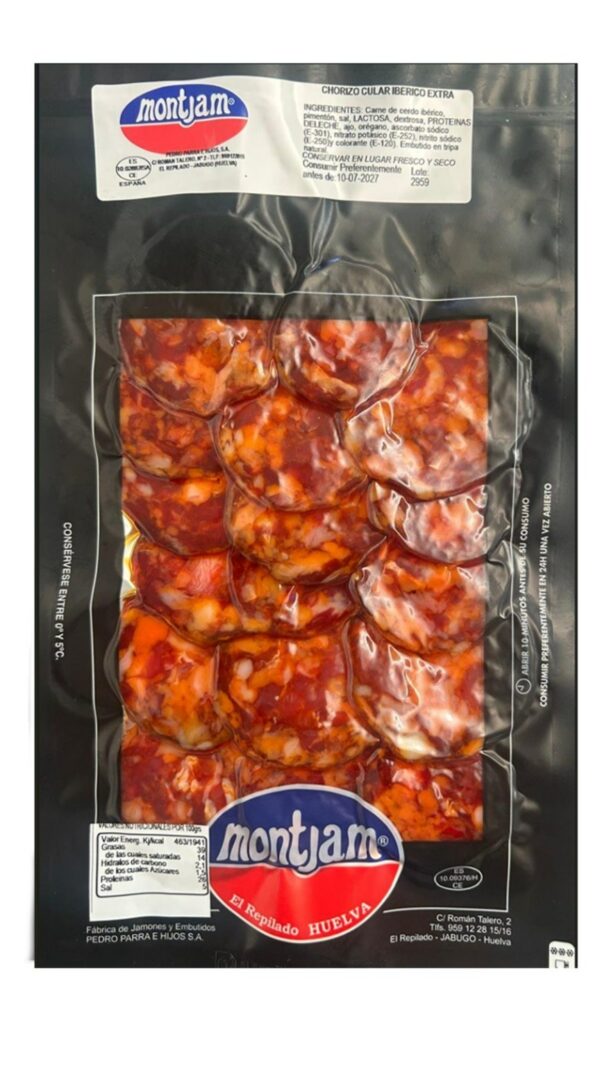 Chorizo cular ibérico extra loncheado Montjam