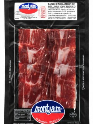 Jamón de bellota 100% ibérico loncheado Montjam brida negra