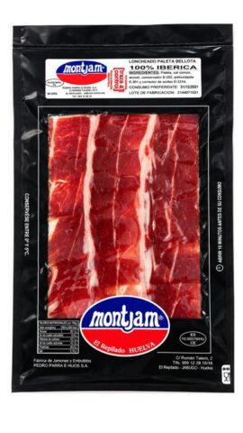 Paleta de bellota 100% ibérica loncheada Montjam 80 g brida negra
