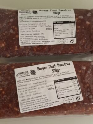 Burger meat avestruz (500 gr. apróx.)