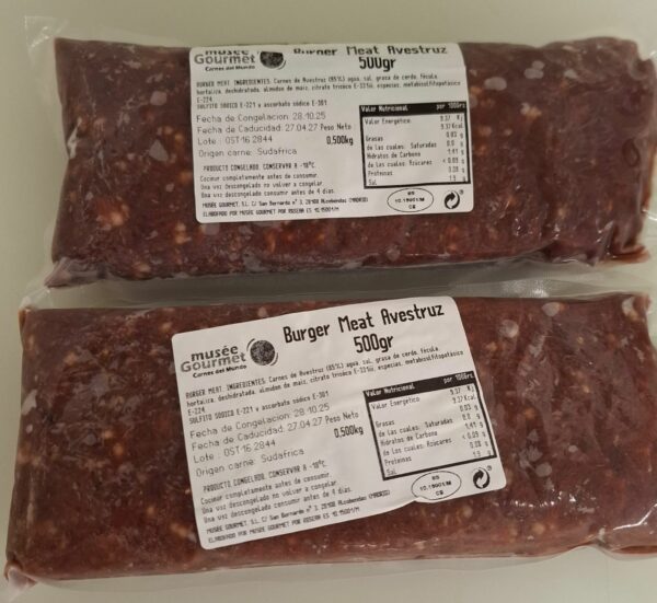 Burger meat avestruz (500 gr. apróx.)